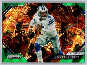 Dak Prescott 2023 Panini Prizm Fireworks Green Ice Prizm F-5 Dallas Cowboys - Picture 1 of 2