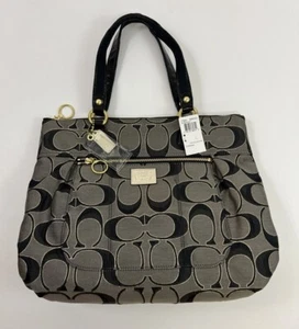 Bolso de Mano/Hombro Coach "Poppy Glam" Signature 17890 Gris y Negro NUEVO Y2K - Imagen 1 de 10