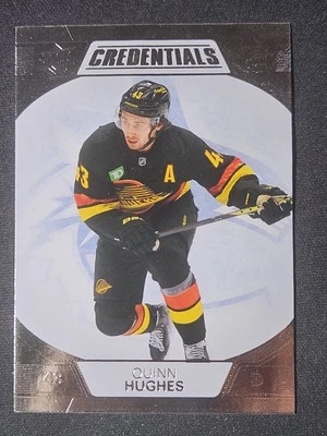 22-23 Upper Deck Credentials Quinn Hughes 🚨🚨🚨 Vancouver Canucks  - Image 1 of 2