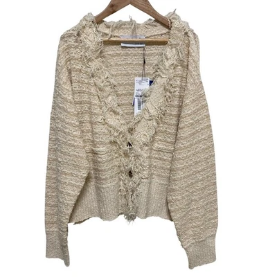 Chaqueta Cardigan Three Dots Flecos Tweed, Talla S, Beige Mujer USADA Foto 1 de 4