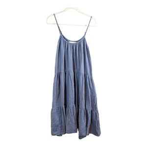 Vestido Xirena Sin Mangas Midi Largo Gasa Arrugada Rubí en Azul Informal Para Mujer S - Imagen 1 de 6