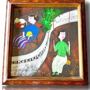 Wu Chi Yong Chinese Modernist Original Watercolor Gouache Woman, Lady’s, Cat - Bild 1 von 8