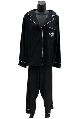 Juego de pijín de algodón negro Badgley Mischka para mujer Foto 1 de 2