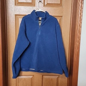 Felpa Lands' End Quarter Zip Blu Pullover Foderata in Pile Taglia XL 46-48 OTTIME CONDIZIONI - Foto 1 di 5