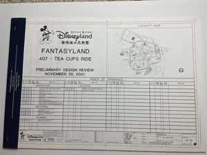 2001 DISNEYLAND Tea Cups Ride Hong Kong Imagineering Blueprints  18x12” 26 Pages - Picture 1 of 11