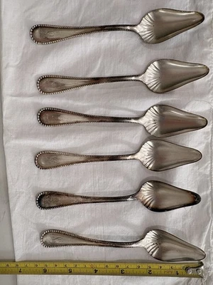 Cucharas plateadas WM Rogers & Son AA - Juego de 6 - Cuentas Borde Shell Bowl Mono “L” Foto 1 de 4