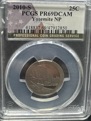 2010-S Silver Proof Yosemite NP America the Beautiful Qtr-PCGS PR69DCAM - Image 1 of 3