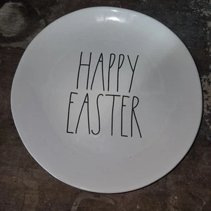 Plato de cena "Feliz Pascua" RAE DUNN 11” blanco casa de campo primavera - Imagen 1 de 5