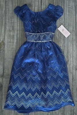 NEW Jona Michelle Holiday Navy Blue Sparkle Dress  Girls Sz 12 - Image 1 of 4
