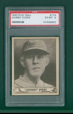 1940 Play Ball Baseball Card - #174 Johnny Evers, PSA 6 EXMT - Image 1 of 2