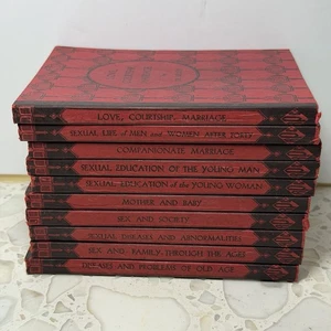1928 Dr. Keller Sexual Education Series 10 Vol Set Art Deco Red Covers - Picture 1 of 7