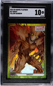 Groot 2023 UD Marvel Platinum (Yellow Rainbow) **POP 1** (SGC - 10 GEM MINT) - Picture 1 of 2