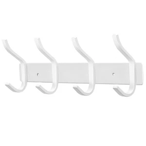 Weiße Wandhaken Schwerlast, 12 Zoll Kleiderhaken Wandhalterung mit 4 Haken, Wand... - Bild 1 von 7