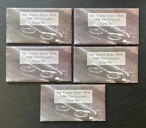 1996 US Mint 11 Coin Set Lot of 5 P&D Uncirculated OGP with West Point Dime - Picture 1 of 6