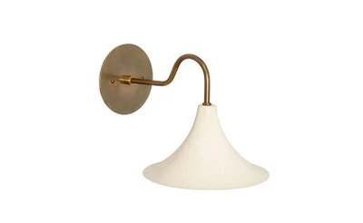 Lámpara de pared moderna de latón - Aplique de brazo curvo de 1 luz - Accesorio de mediados de siglo Foto 1 de 4