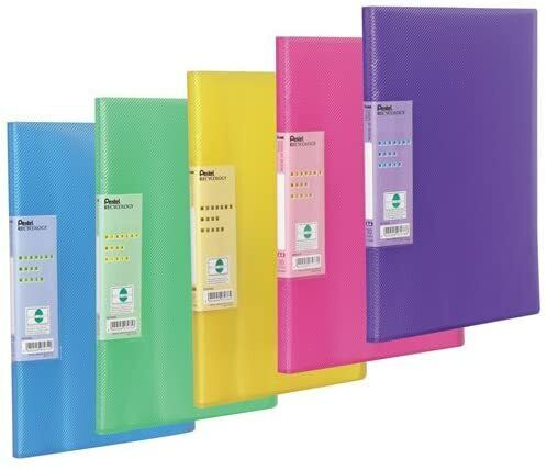 Pentel Display Book Vivid 30 Pockets A4 Size Pack Of 5 Assorted Coloured Folder