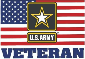 US Army Veteran with Flag -  Military Bumper Sticker  / Decal - Picture 1 of 3