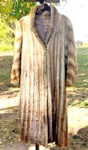 VTG Dasco Raccoon Coat Genuine Fur Long Brown Ombré Size M Granny Core Old Money - Picture 1 of 14
