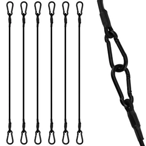 6 Pcs 20 Inch Bungee Cord Carabiner Hooks Latex Elastic Rope Black Color - Picture 1 of 7