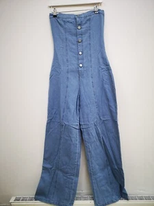 Boohoo Denim wide leg bandeau jumpsuit - Picture 1 of 1