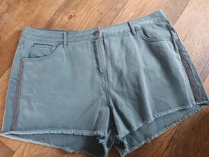 Size 22 Light Teal High Waisted Cotton Denim Shorts - NWT (2.5in inside leg) - Picture 1 of 4