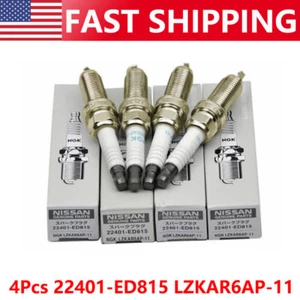 4pcs Iridium Spark Plugs 22401-ED815 LZKAR6AP-11 For Nissan March Micra Altima - Picture 1 of 6