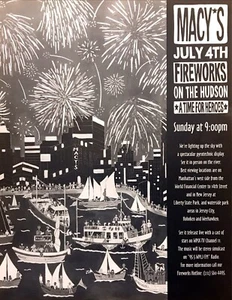 1993 Macy's 4 de julio fuegos artificiales en el Hudson A Time for Heroes anuncio impreso vintage - Imagen 1 de 1