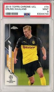 2019 Topps Chrome Uefa Champions League Erling Haaland Base 74 Psa9