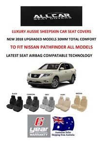 Sheepskin Car Seat Covers to fit Nissan Pathfinder , Airbag Safe, 5 Colours 30mm - Picture 1 of 9