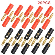 20 Pezzi Spinotti Connettore Spina a Banana Rosso 4mm Speaker Cable Plug Set