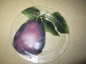 Saint Luke  signed Fused Glass Eggplant Plate 8 3/8 " - Picture 1 of 5
