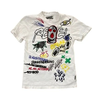 Rebel Minds White Cotton Graphic Streetwear T-Shirt Mens Size Small - Picture 1 of 10