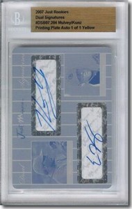 Kevin Mulvey * Eddie Kunz * Autograph Rookie Auto Plate BGS 1/1