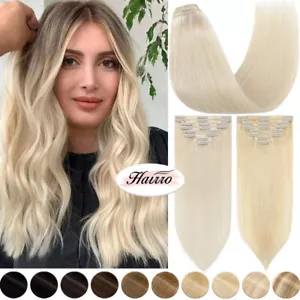 Clip In Real Hair Extensions 100% Remy Human Hair 8PCS Hairpiece Brown Full Head - Picture 1 of 31