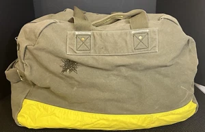 Vintage Distressed GAP Duffle Bag, Army Green Canvas w/ Neon Yellow Vinyl, Y2K - Picture 1 of 11
