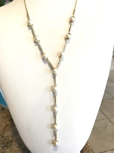 Vince Camuto Faux Pearl Y-necklace Gold Tone - Picture 1 of 4