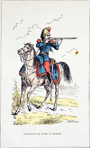 CAVALERIE de LIGNE sous Napoléon III : DRAGON à CHEVAL - Gravure 19e siècle - Picture 1 of 2