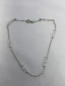 Sterling Silber .925 ~ AB Kristall Perlen ~ 10" Fußkettchen Fußkette - Bild 1 von 7