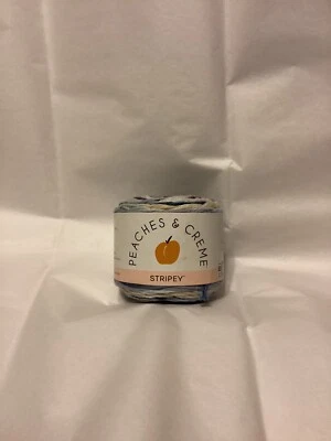 Peaches & Cream Stripey Yarn  17009 Denim-4 Ply-2oz-102 Yds-100% Cotton  - Image 1 of 4