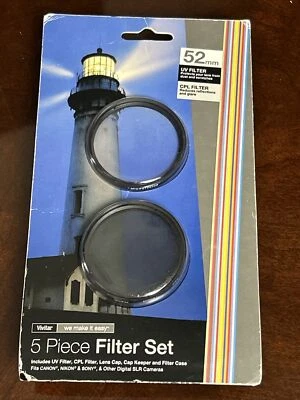 Vivitar 5 Piece 52 mm Filter Set With Case UV & CPL Filter - Image 1 of 2