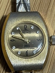 Vintage Seiko 380 Swiss Made Mechanische Uhr Gold mit Diamanten 4 Reparatur RAR!! - Bild 1 von 5