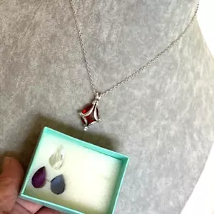 Austauschbare Halskette mit Anhänger 50 cm silberfarben Metall Modeschmuck verpackt - Bild 1 von 8