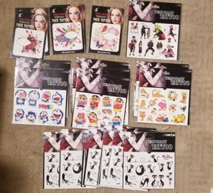 HUGE LOT 218 QUALITY Temporary Tattoos Party Favors 20 Multi-Packs/5 Face - Picture 1 of 9