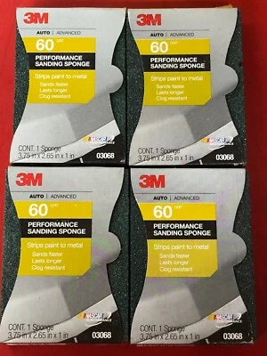 (4) 3M 03068 60 GRIT STAGE 1 ESPONJAS DE LIXA TIRAS TINTA ATÉ METAL - Imagem 1 de 4