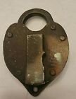 ANTIQUE BRASS HEART SHAPED LOCK WITH "M" ENGRAVED