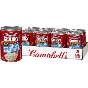 Campbell’s Chunky Soup New England Clam Chowder 16.3 Oz Can (Case of 8) - Picture 1 of 8