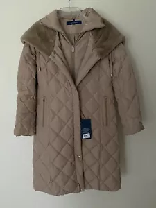 NWT $398 COLE HAAN Puffer Zip Bib Insert Hood Packable Down Parka Jacket Coat S - Picture 1 of 12