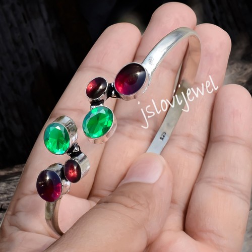 VALENTINO Bracciale in argento sterling 925 granato rosso e pietra preziosa diopside per regalo compleanno