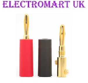 2 X 4MM SPEAKER LOUDSPEAKER GOLD BANANA PLUGS CABLE WIRE SCREW TERMINALS - Picture 1 of 1