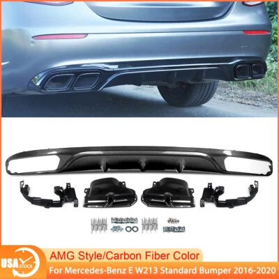 For Mercedes-Benz E Class W213 16-20 Standard Bumper Rear Diffuser & Exhaust Tip - Image 1 of 4
